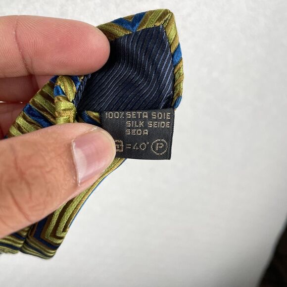 Ermenegildo Zegna Abstract Mens Tie Handmade Gold 3.75" x 60" Silk Made in Italy - Picture 6 of 8